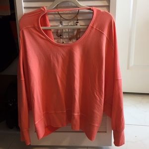 Free People coral pullover sweatshirt size small.
